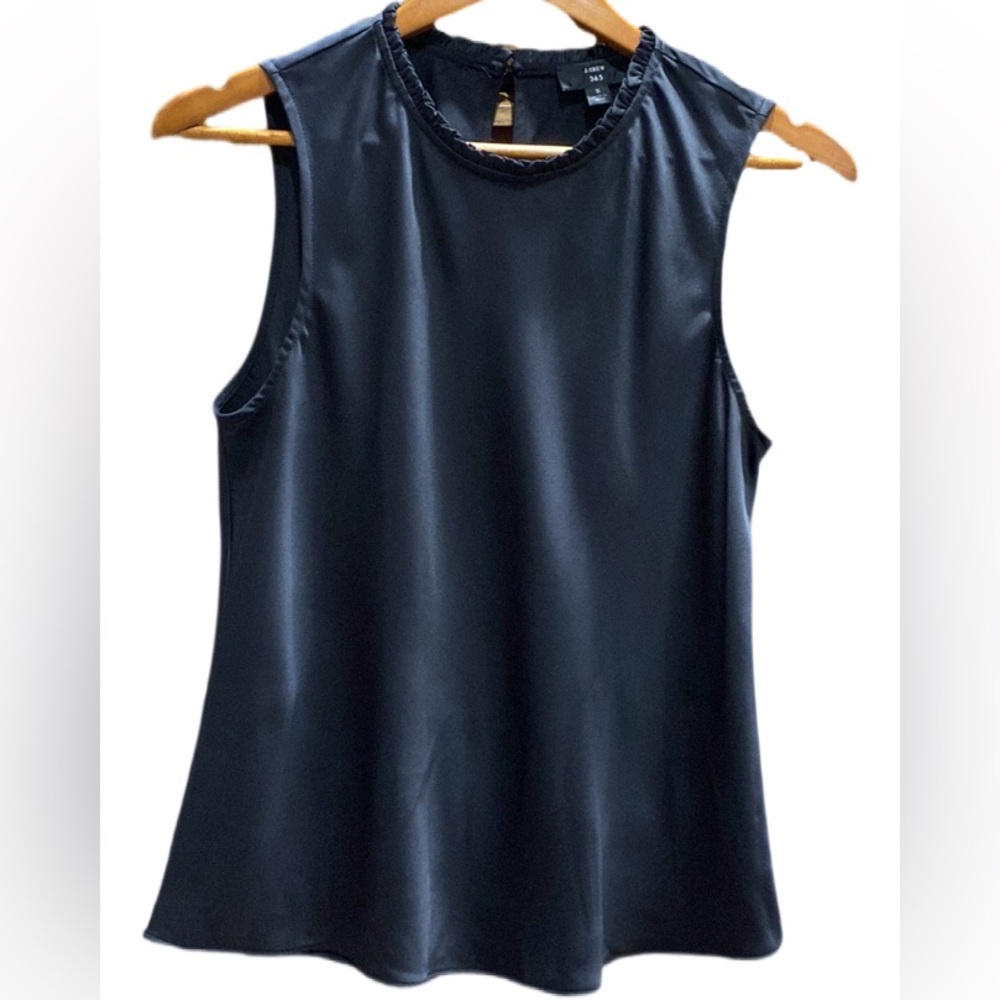 J. Crew Shiny Black Crepe Tank - Size  S